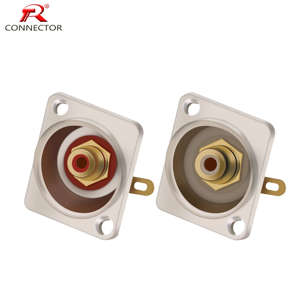 2pcs Excellent RCA Panel Mount Chassis Connector, Female, Silver RCA Female Socket, Red&White Colors Available