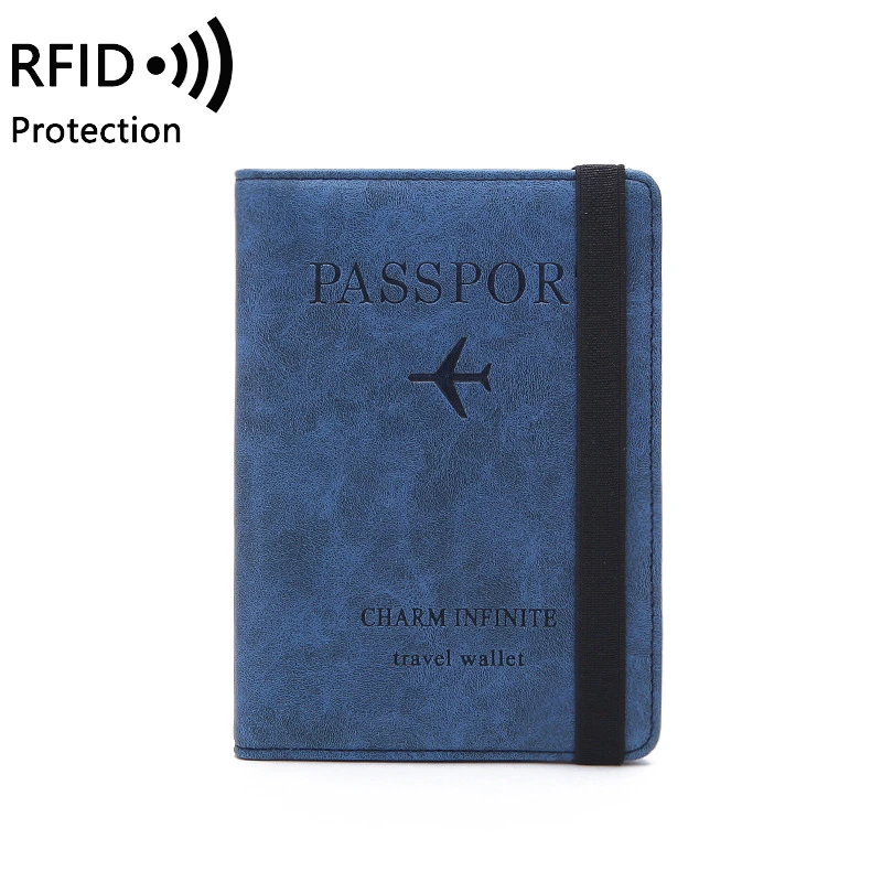 8 Colors RFID Travel Passport Cover Wallet Unisex Business Multifunction Credit Card Purse Organizer Case With Elastic Band