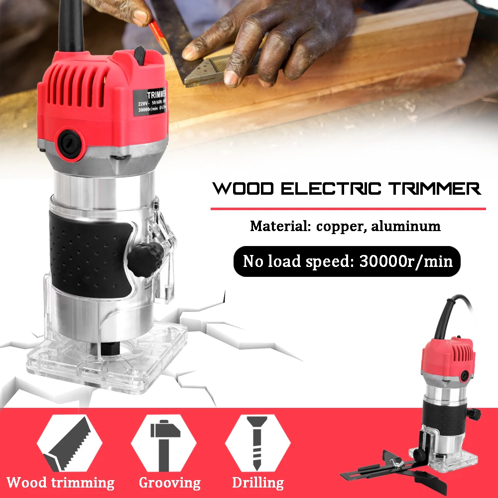 Woodworking Electric Trimming Machine Engraving Electromechanical Wood Milling Slot Machine Copper Motor Electric Trimmer
