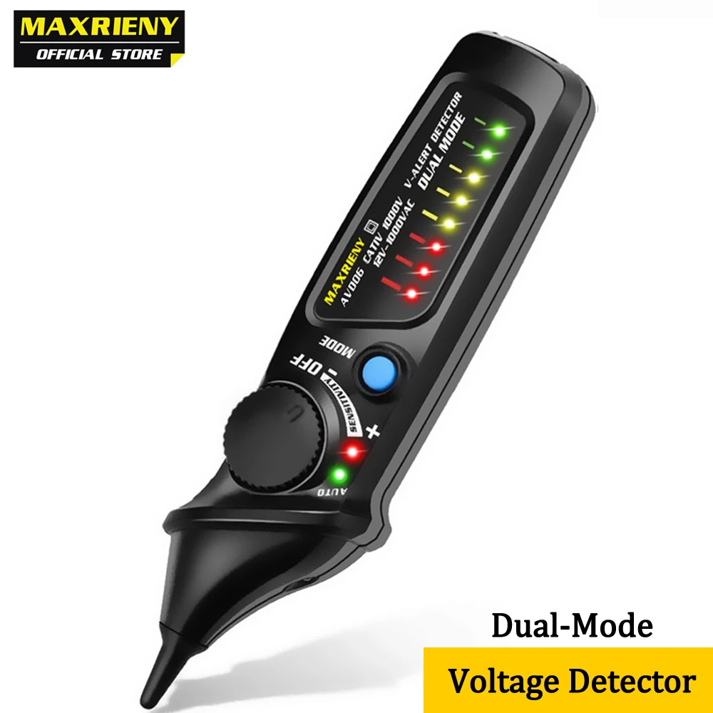 MAXRIENY AVD06 Non-Contact Voltage Detector Tester Socket Wall AC Power Outlet Live Test Pen Indicator 12~1000V match Multimeter