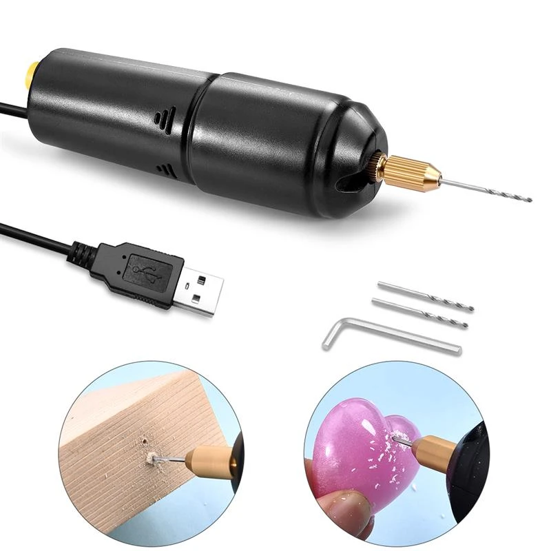 Jewelry Tools Mini Electric Drill Handheld For Pearl Epoxy Resin Jewelry Making DIY Wood Craft Tools With 5V USB Data Cable