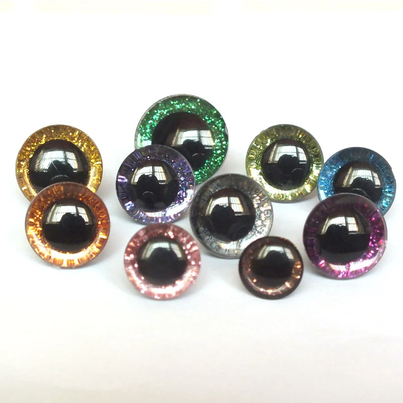 20pcs 12mm/14mm/16mm/20mm/25mm 3D glitter eyes safety Puppet Toy Plush Toy Color Doll Eyes for amigurumi crochet stuffed animal