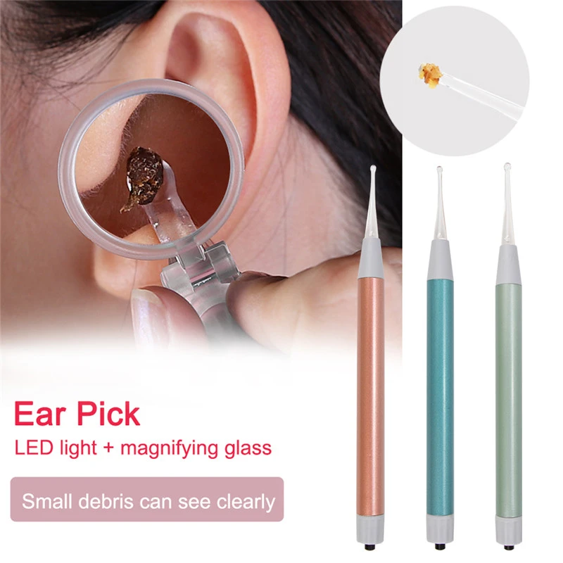 Baby Ear Cleaner Ear Wax Removal Tool Flashlight Earpick Ear Cleaning Earwax Remover  Ear Curette Light Spoon with magnifier