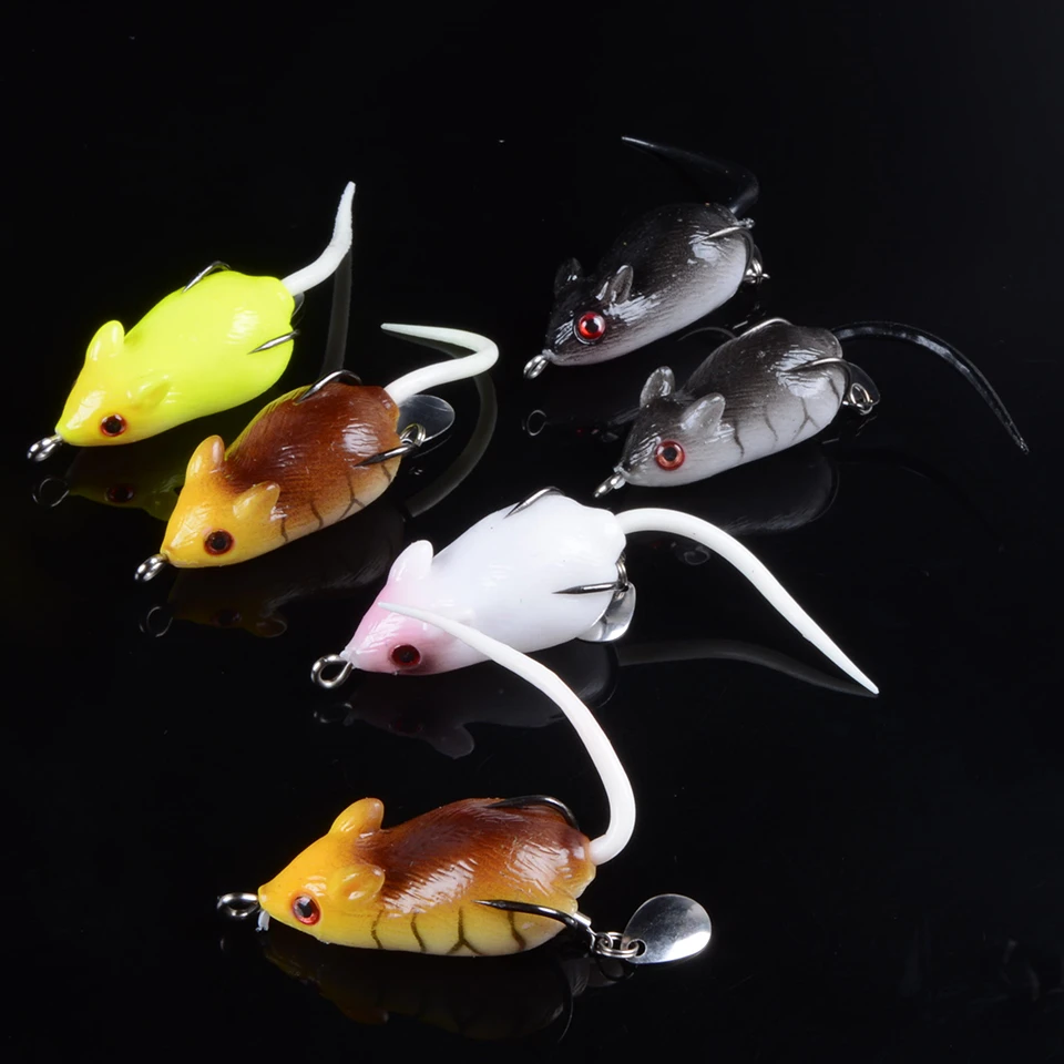 1pcs Soft Mouse Bait Bells Sound 6cm 10.5g fishing lure Frog Silicon Fishing Lure Minnow Artificial Set Sea Swim Bait 3D Eyes