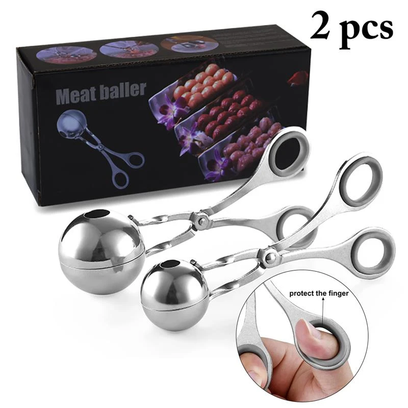 S L Sizes 2pcs Kitchen Meatball Maker Stainless Steel Meatball Clip Fish Ball Rice Ball Making Mold Tool Kitchen Accessories