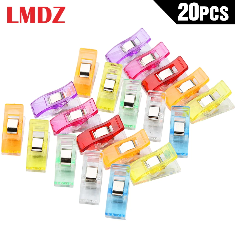 LMDZ 20PCs Sewing Clips Plastic Clips Quilting Crafting Crocheting Knitting Safety Clips Assorted Colors Binding Clips Paper