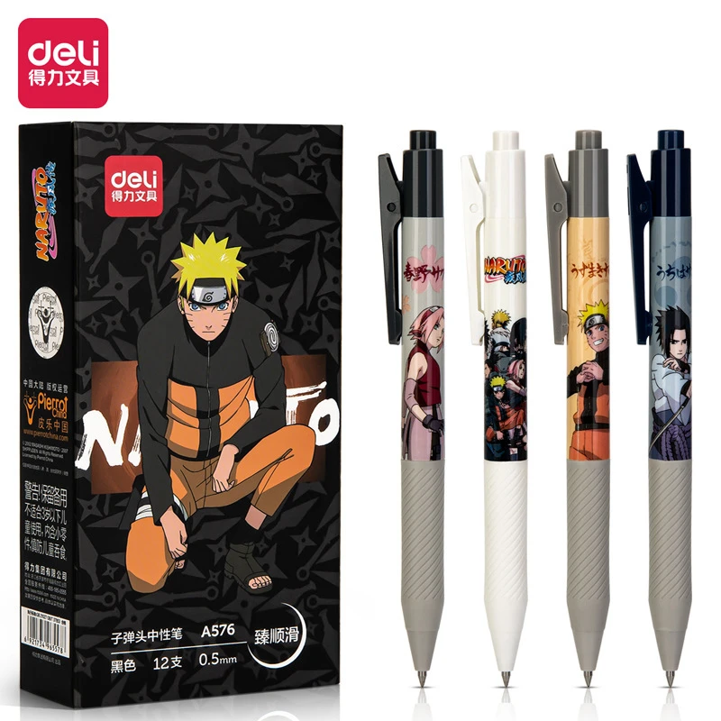 Deli Pens 2pcs Kawaii Naruto Gel Pens for School Japanese Stationery Supplies Cute Anime Bullet Pen Cartoon Kids Gift for Prizes