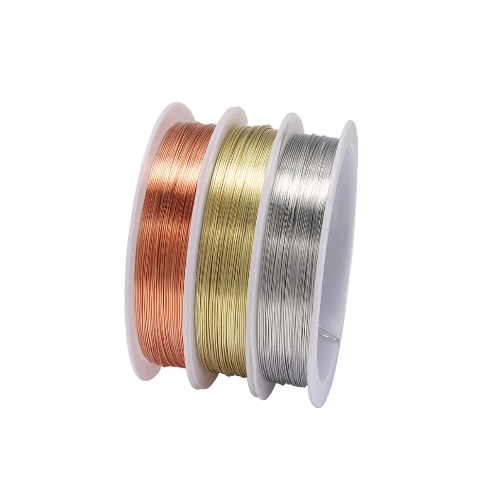 1 Roll Sturdy Gold Alloy Copper Wire Dia 0.2 0.3 0.4 0.5 0.6 0.7 0.8 1 mm Thread Metal String Wire For DIY Beads Jewelry Making