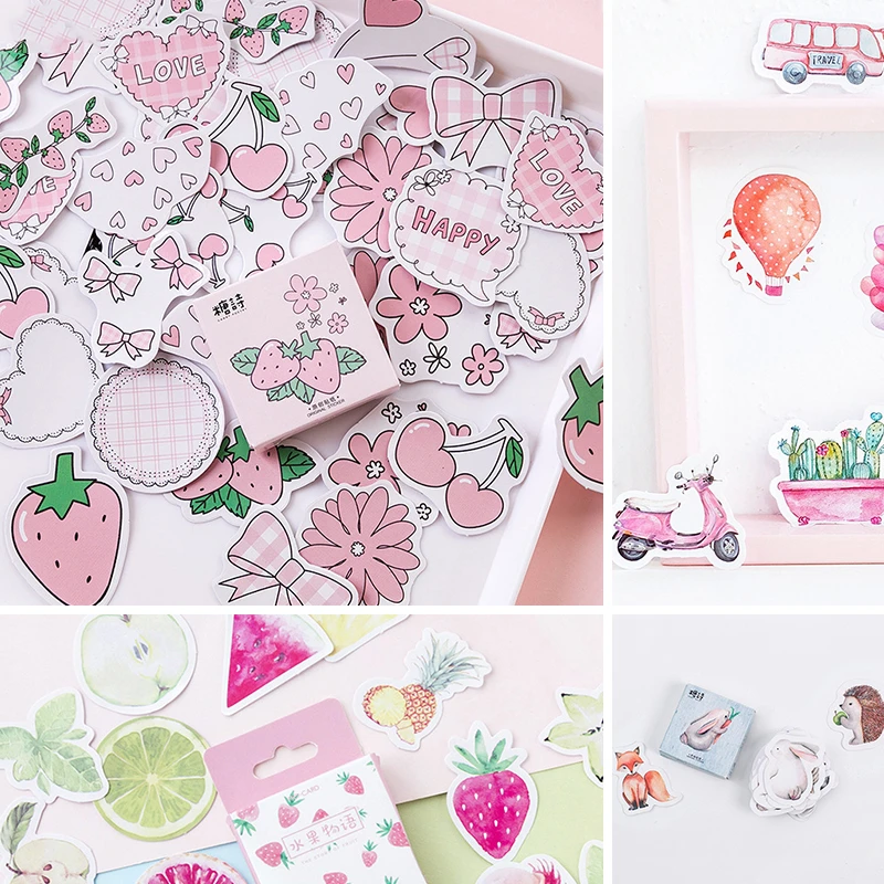 45 pcs/Box Various Stickers Cute Kawaii Planner Journal Diary  Scrapbooking Paper Stickers Stationery