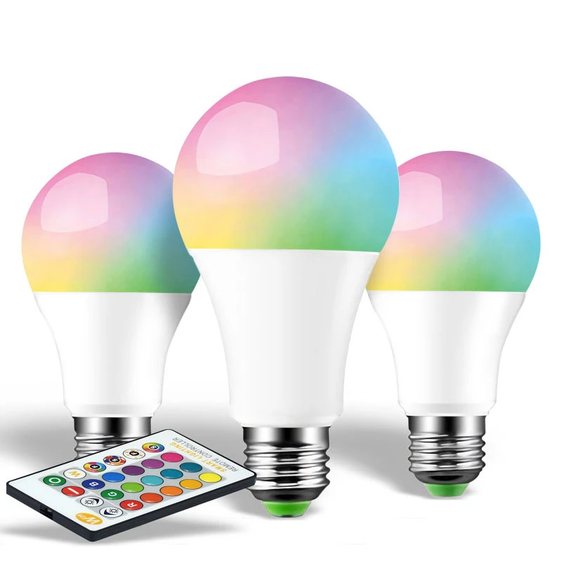 LED Bulb RGB Lights 5W 10W 15W E27 110V 220V Changeable Smart Colorful RGBW led Lamp With IR Remote Control  Memory Mode