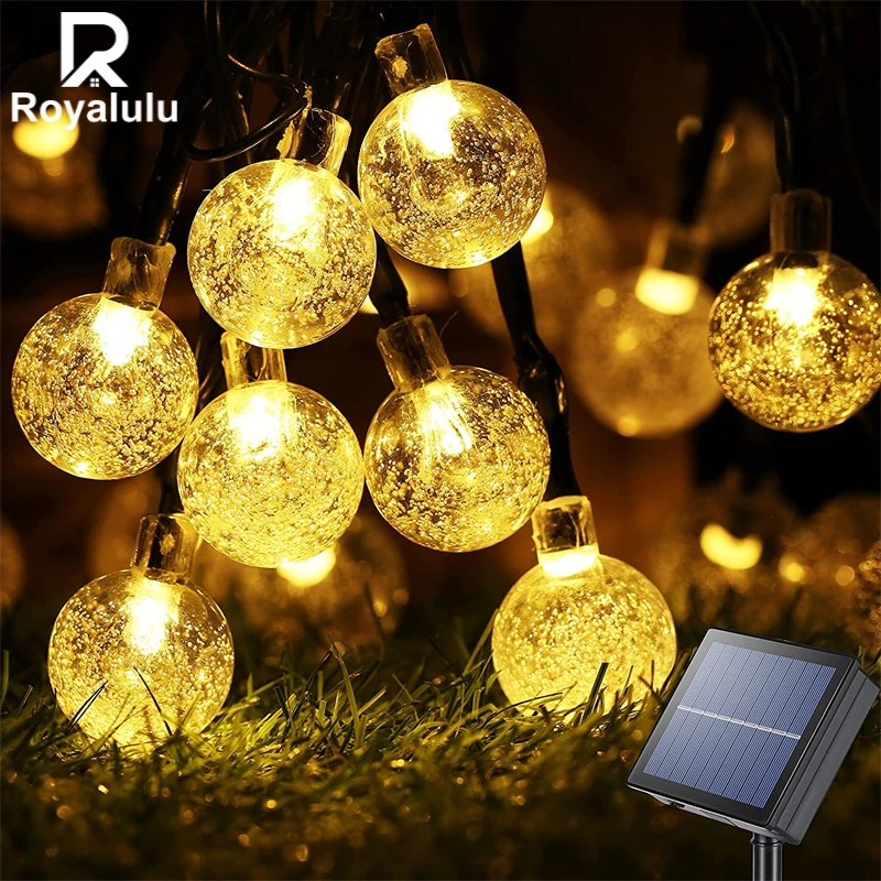 Royalulu Crystal Solar LED Lights Outdoor String Lights  for Garden Yard Home Wedding Christmas Decoration Solar Bulbs