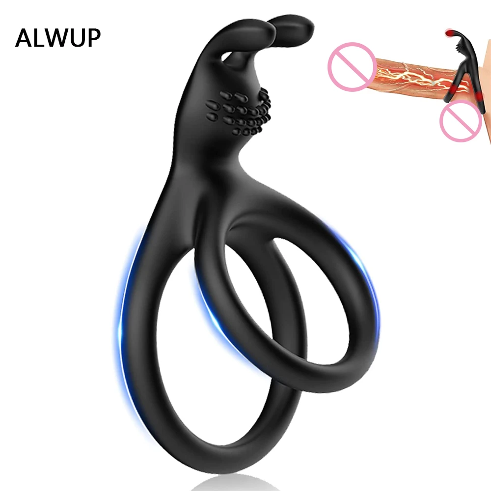 2 In 1 Men's Silicone Penis Ring Clitoris Stimulator Cock Ring Ejaculation Delay Penisring Erection Ring for Men Couples