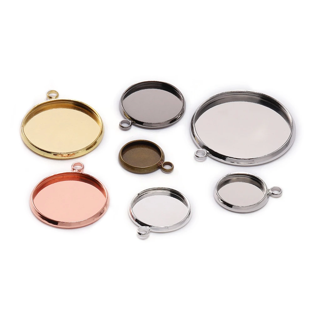 20pcs/lot 10 12 16 mm Round  Cabochon Base Tray Bezels Blank Setting Supplies For Jewelry Making Findings Bracelet Pendant