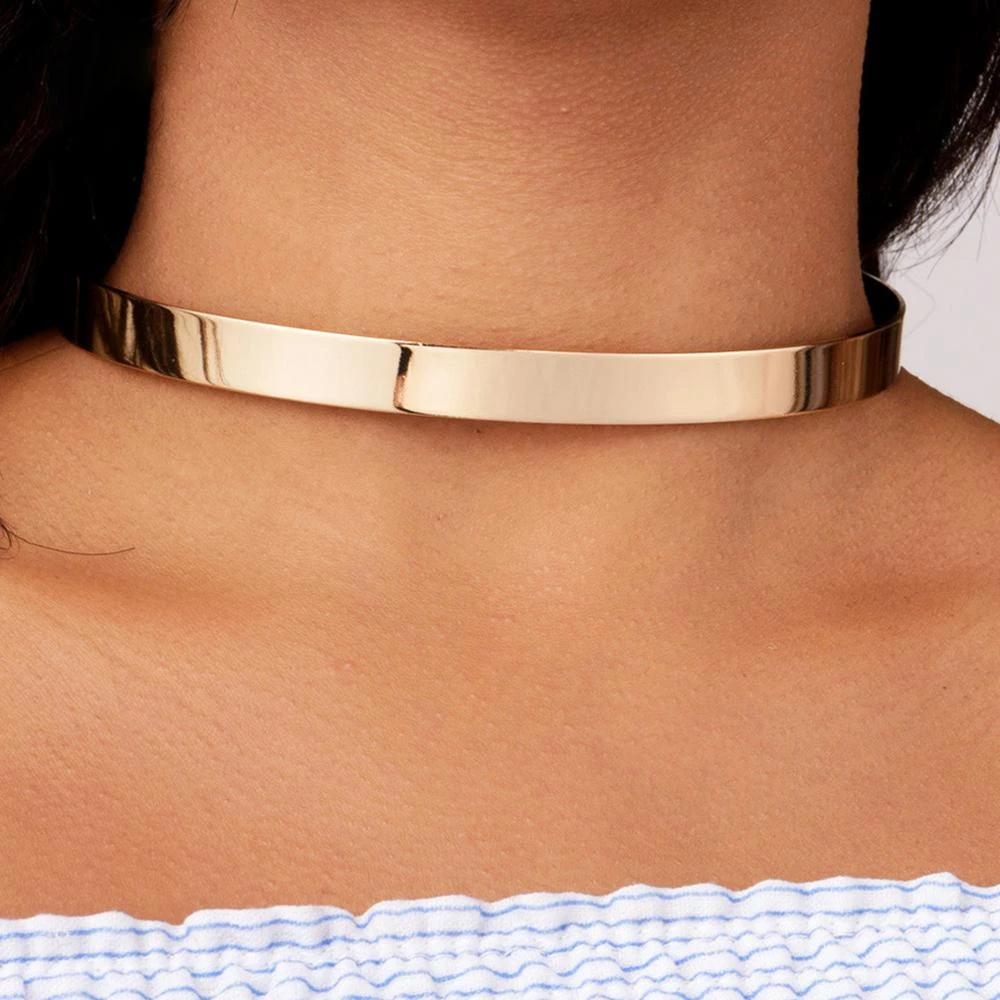 10MM Metal Cuff Collar Torques Necklaces Simple Choker Necklace Fashion Vintage Jewelry Minimalism Gift Party Accessories UKMOC