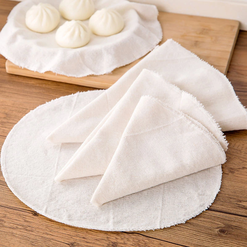 5Pcs Cotton Steamer Cloth Round Cotton Gauze Drawer Steamer Mat Stuffed Buns Steamed Bread Steamer Kitchen Steamer