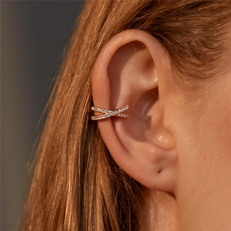 LETAPI 1PC Punk Gold Metal Cuff Clip Earrings for Women No Pierced Geometric Small Earcuff Ear Wrap Earcuff Clips Jewelry