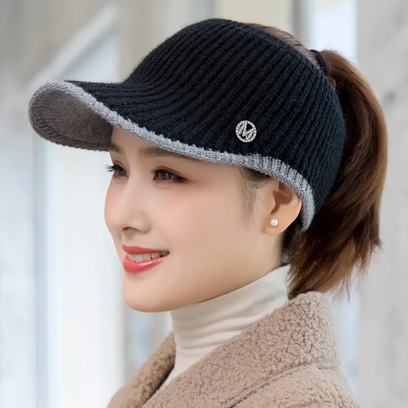 CNTANG 2021 Hats For Women Autumn Winter Sports Empty Top Caps Female Knitted Warm Baseball Cap Fashion Running Golf Sun Hat