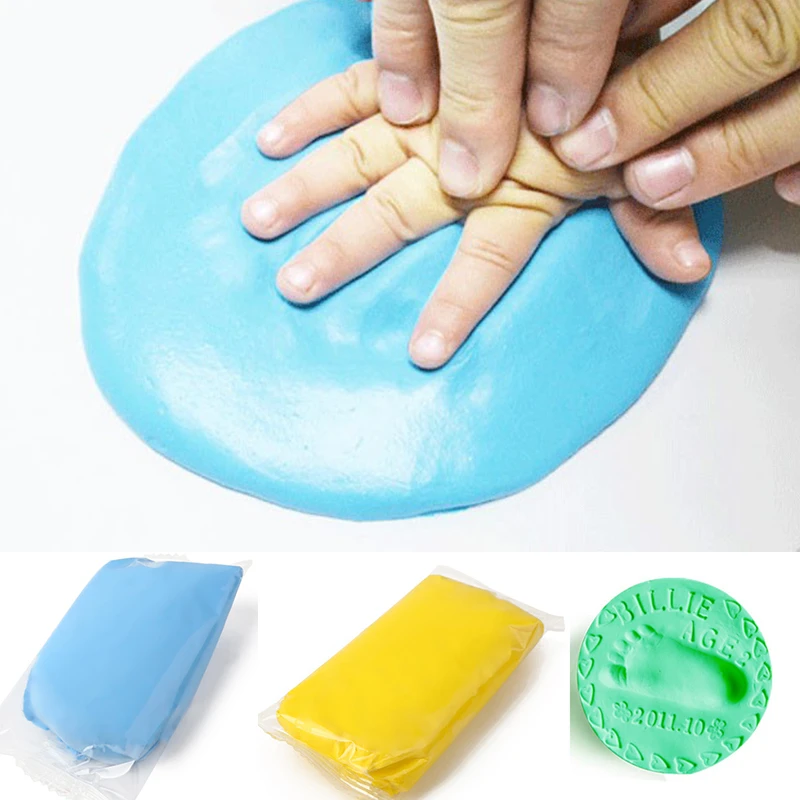 1pc baby footprint Clay Imprint Kit Casting Baby Hand Print Air Drying Soft Parent-child Hand Ink Pad Fingerprint Memory 30g