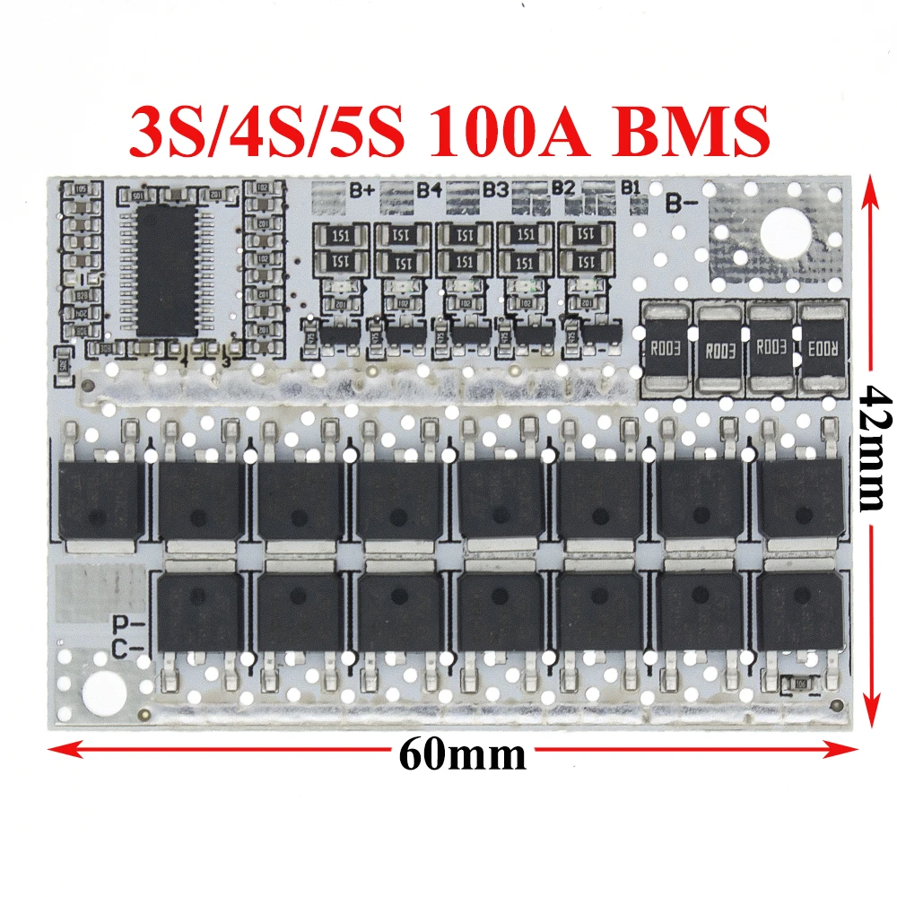 3S/4S/5S BMS 12V/16.8V/21V/18V 3.7V 100A Li-ion LMO Ternary Lithium Battery Protection Circuit Board Li-Polymer Balance Charging