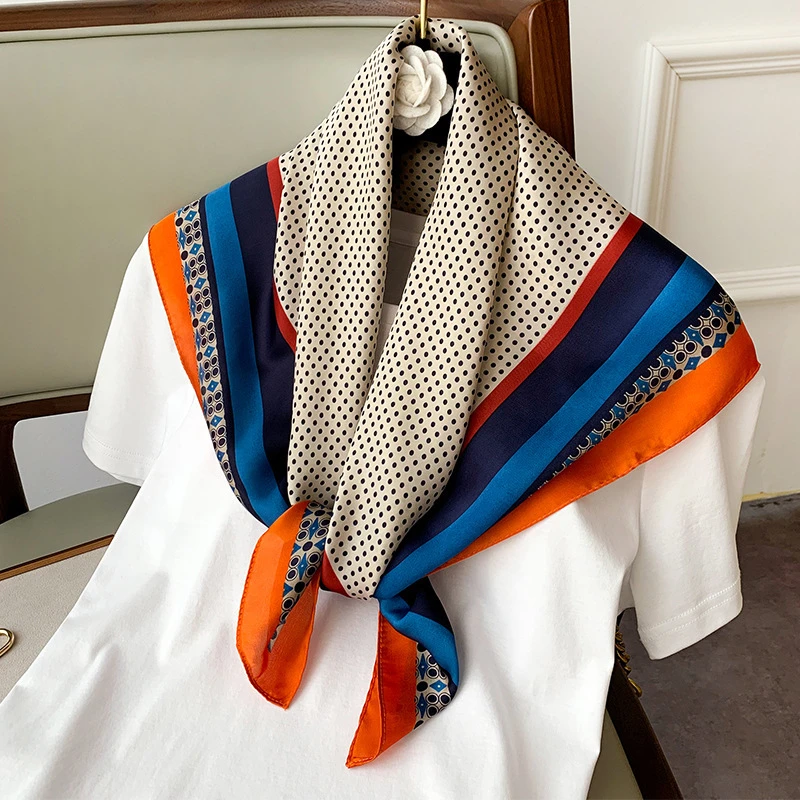 New 2021 Fashion Kerchief Small Silk Neck Scarf For Women 70*70 Hijab Scarfs Female Shawls Bags Scarves Lady Bandana Foulard