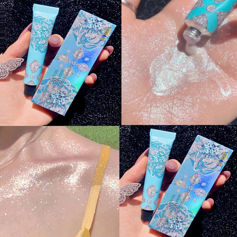 Waterproof Contouring Highlight Liquid Diamond Shining Brighten Face Body Shimmer Gold Blue Beauty makeup Highlighter Cosmetics