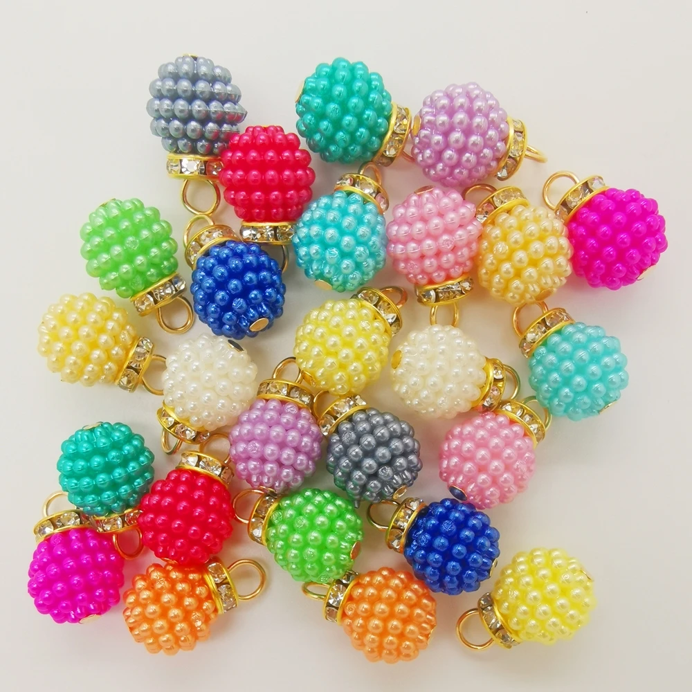 NEW DIY 12PCS 12mm Acrylic Pearl Pendant Beads Color  Bayberry Ball Charm Earrings Ornaments Jewelry Making Parts