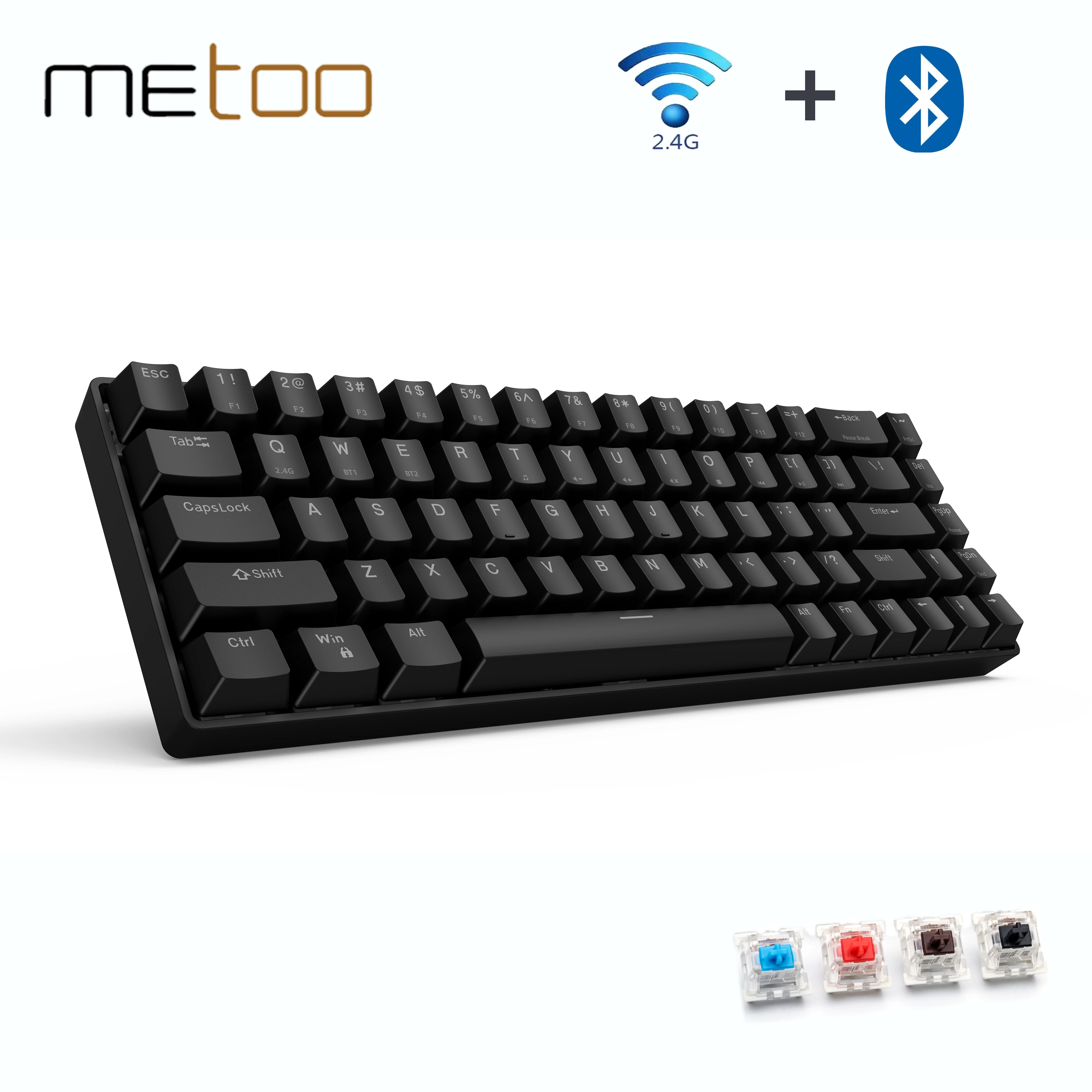 Metoo 68Key Game mechanical keyboard Wireless Bluetooth/2.4Ghz Blue red brown switch for Mac Windows Android