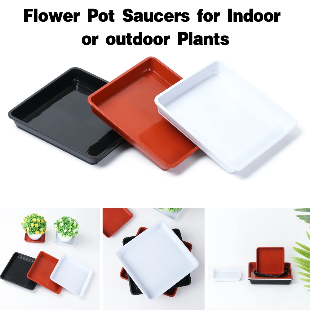 1PC Durable Plant Saucer Drip Trays Plastic Tray Saucers Indoor Outdoor Garden Flower Pot Square Home Garden Supplies