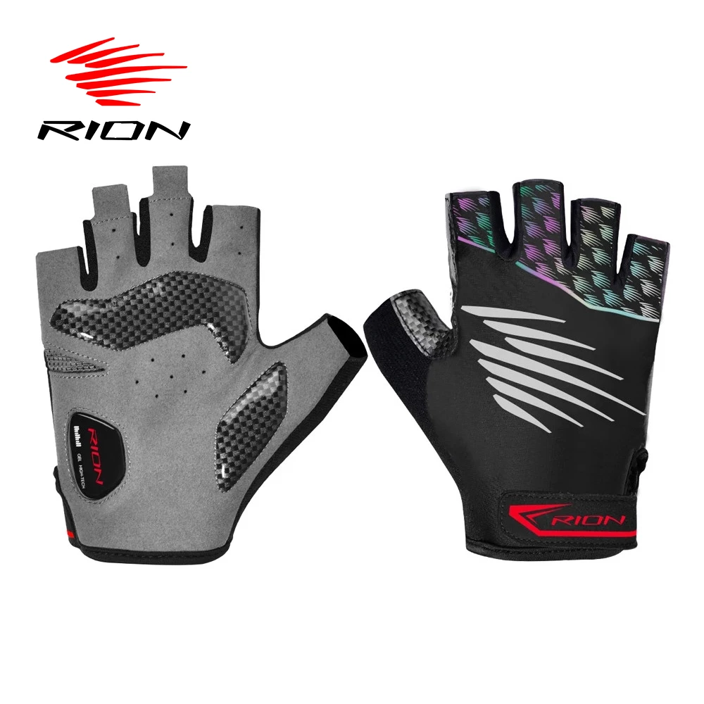 RION Men's Shockproof Gel Pad Cycling Glove Half Finger Sport Gloves Summer Bicycle Gym Fitness Gloves Anti-slip MTB Bike Gloves