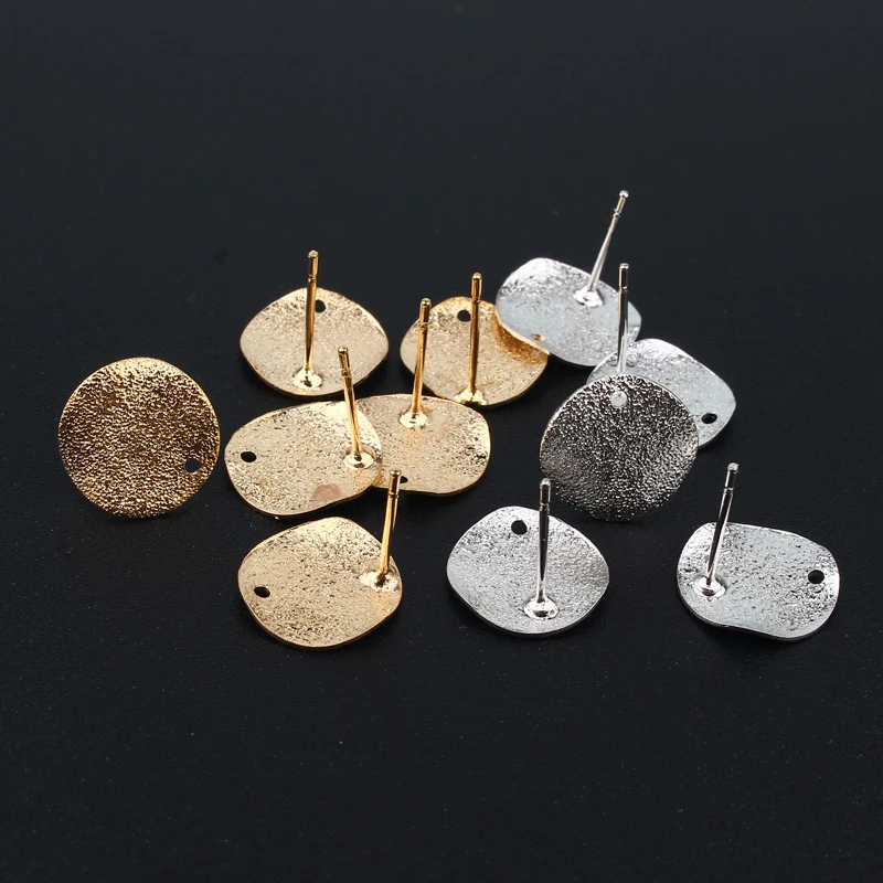 10pcs 12mm Gold  Irregular Circle Earring Base Findings Zina Alloy Earrings Make Accessory Eardrop DIY Jewelry Make AC211