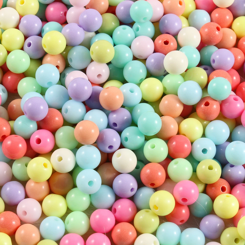 4mm-12mm Candy Color Acrylic Round Ball Spacer Beads For Jewelry Making DIY Jewelry Accessories For Handicrafts