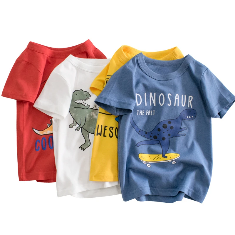 OLEKID 2021 Summer Cartoon Dinosaur Boys T-shirts Short Sleeve Cotton Anime Boys Tops 2-10 Year Kids Boys Shirt Children Clothes