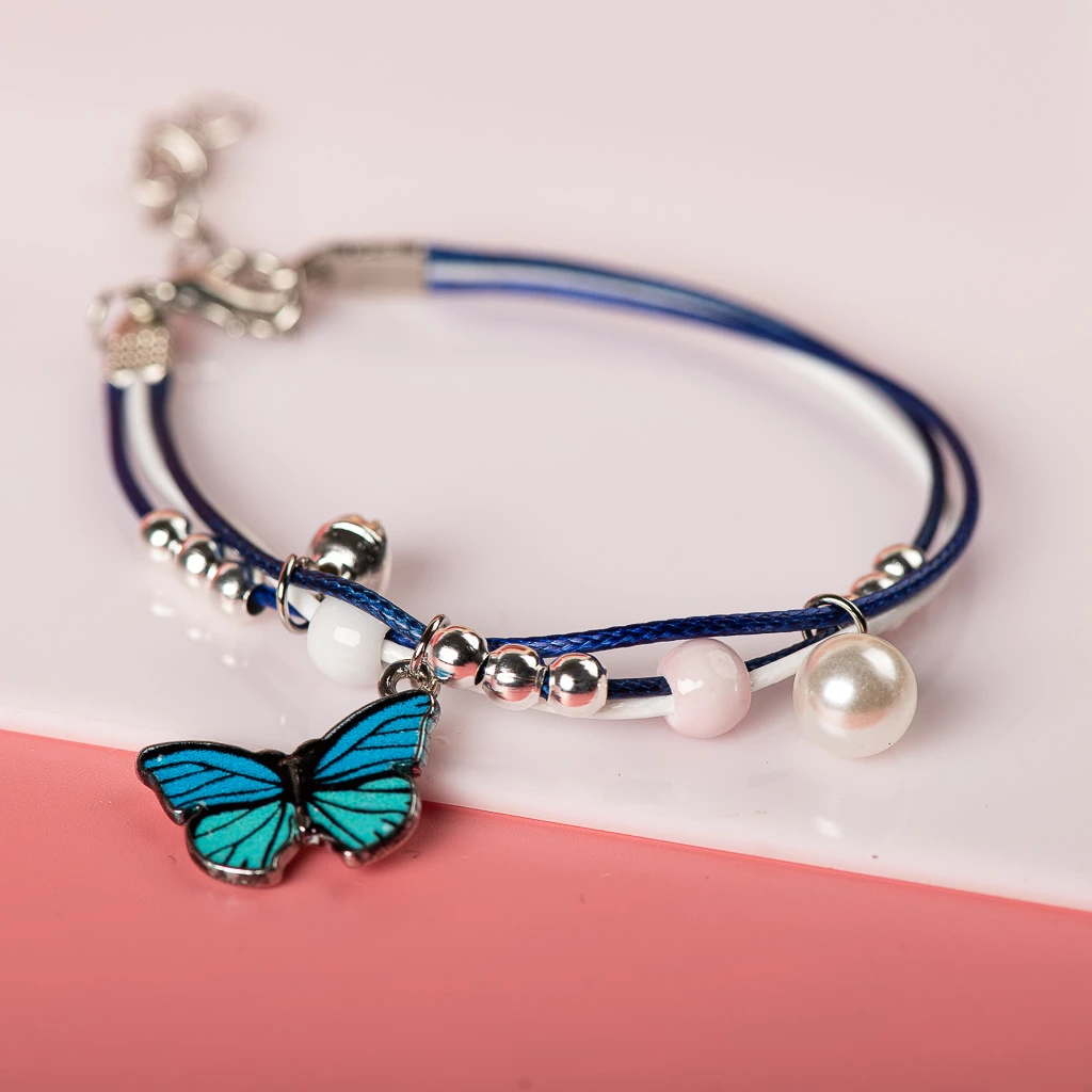 Cute Metal Drip Glaze Pendant Bracelet Hand-Wowen Charms Gift Bracelets Bangles For women Girl Children Wholesale #MZ104
