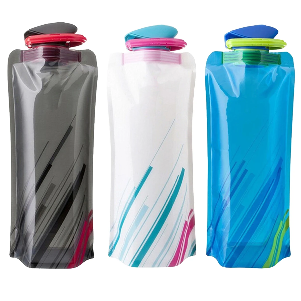 Foldable Water Bottle Outdoor Hiking Camping PE Water Bag Soft Flask Squeeze Portable Running Cycling Water Bags