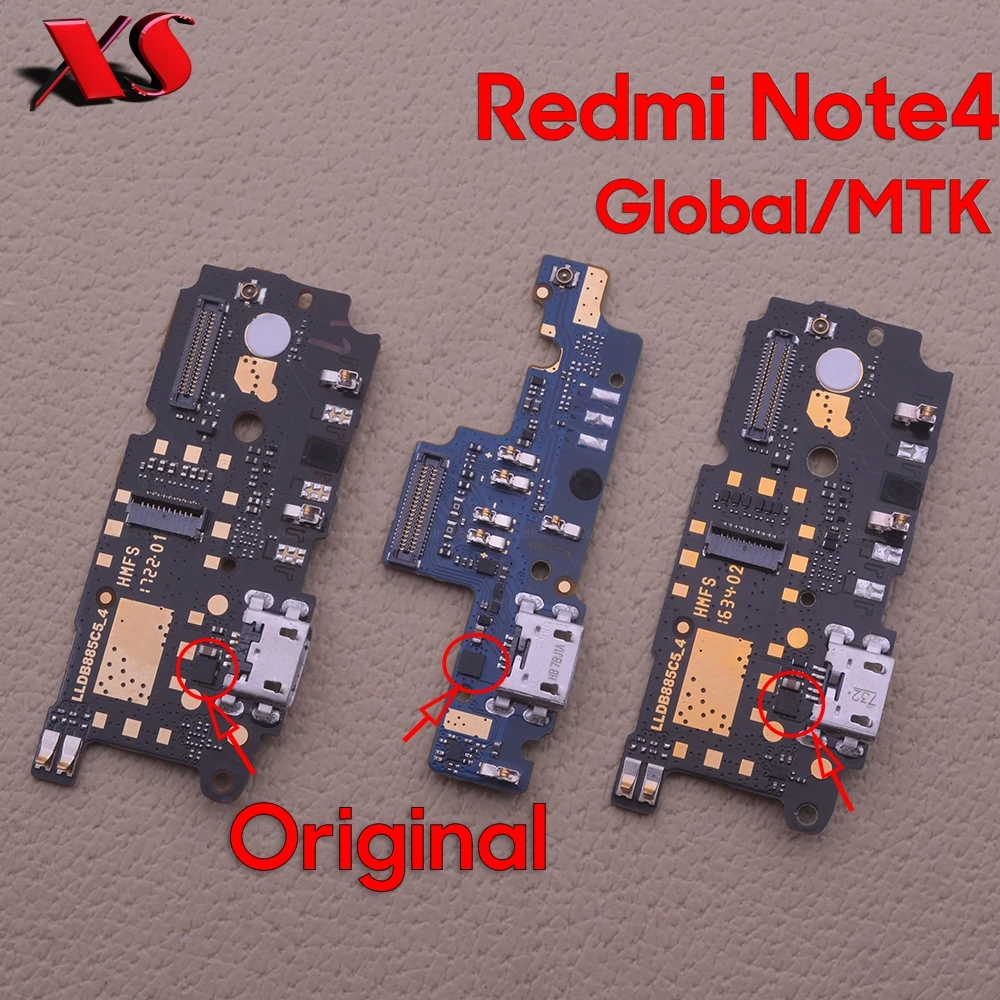 Original For Redmi Note 4 Global MTK China USB Charging Dock Port Connector Board With Microphone Mic