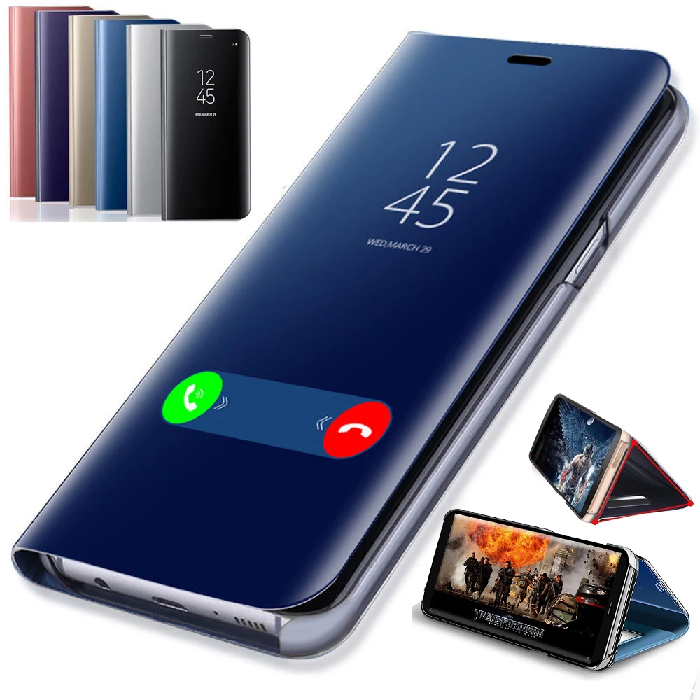 Mirror Flip Case For Samsung Galaxy A51 A50 A52 A72 A32 A21s A71 A40 A70 A31 A20e A12 Note 20 S21 Ultra S20 FE S8 S10 Plus Cover