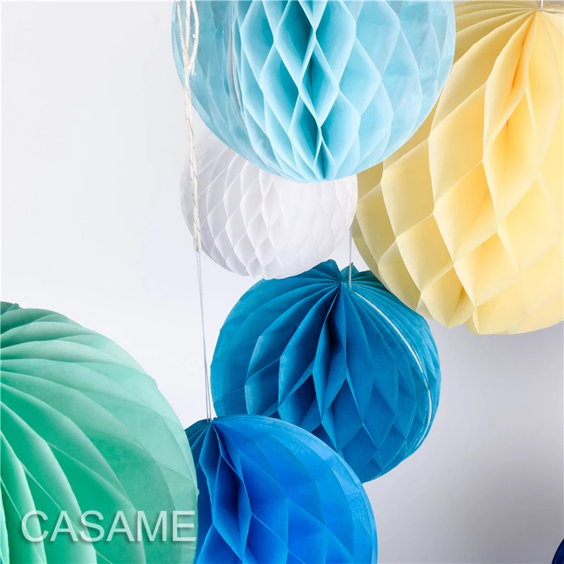 5cm 10cm 20cm Popular Round Tissue Paper Honeycomb Balls of Lantern Flowers Pastel Wedding Mariage Baby Shower Party Decorations