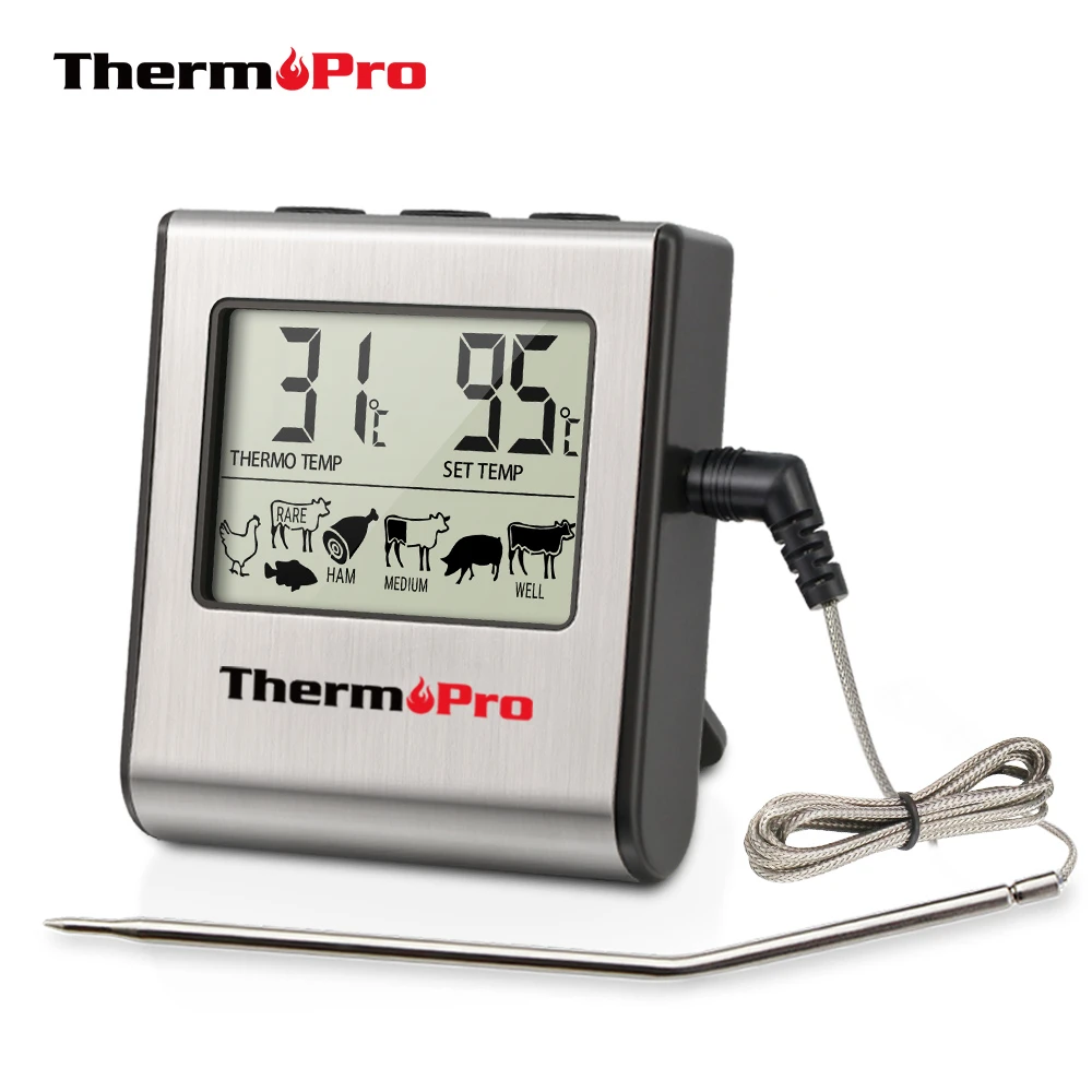 ThermoPro TP-16 Digital Thermometer For Oven Smoker Candy Liquid Kitchen Cooking Grilling Meat BBQ Thermometer and Timer