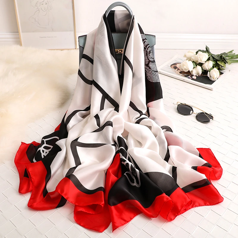 2021 Luxury Brand Women Scarf Summer Silk Scarves Shawl Lady Wrap Soft Female Echarpe Designer Beach Bandana foulard muffler