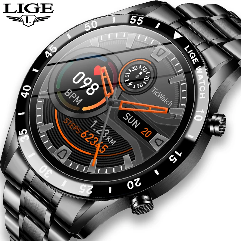 LIGE 2021 New Smart Watch Men Full Touch Screen Sports Fitness Watch IP67 Waterproof Bluetooth For Android ios smartwatch Mens