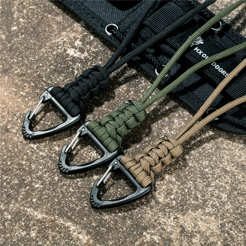 MKENDN Paracord Keychain Lanyard Triangle Buckle High Strength Parachute Cord Self-Defense Emergency Survival Backpack Key Ring