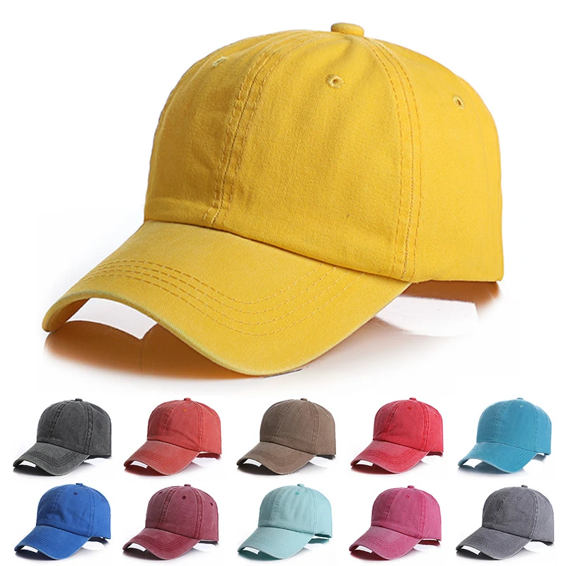 100% Cotton Pigment Vintage Distressed Washed Dad Hat Summer Baseball Cap Style Cotton Snapback Cap Hip Hop For Woman