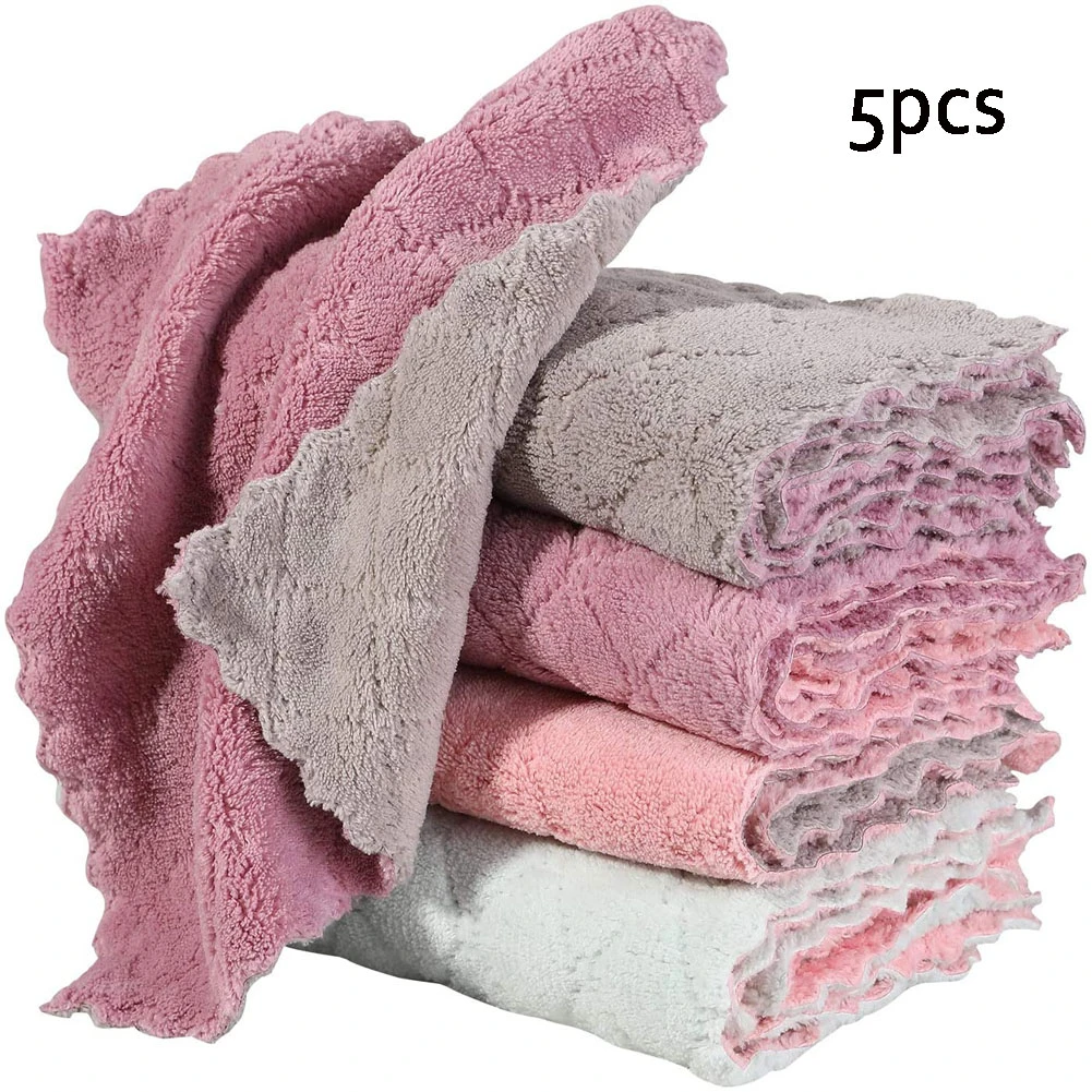 5pcs Super Absorbent Microfiber Kitchen Dish Cloth High-efficiency Tableware Household Cleaning Towel Kitchen Tools Gadgets