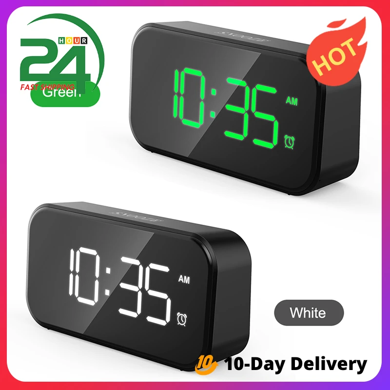 Alarm Clock 6 Brightness Adjustment Table Clock 2 Time Display Dual Digital Alarm Clock with Snooze Electronic Desk LED Clocks