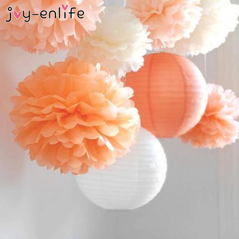 Wedding Decoration 5pcs Pom Poms 20cm Tissue Paper Artificial Flowers Ball Baby Shower 1st Birthday Party Decoration Supplies