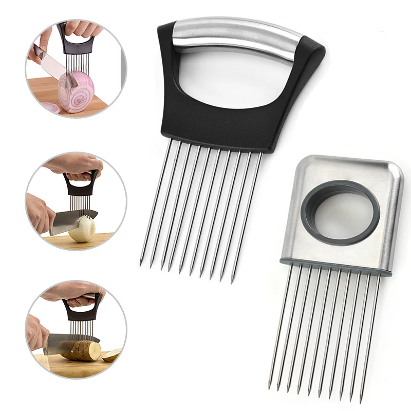 Creative Onion Slicer Stainless Steel Loose Meat Needle Tomato Potato Vegetables Fruit Cutter Safe Aid Tool Kitchen Gadgets