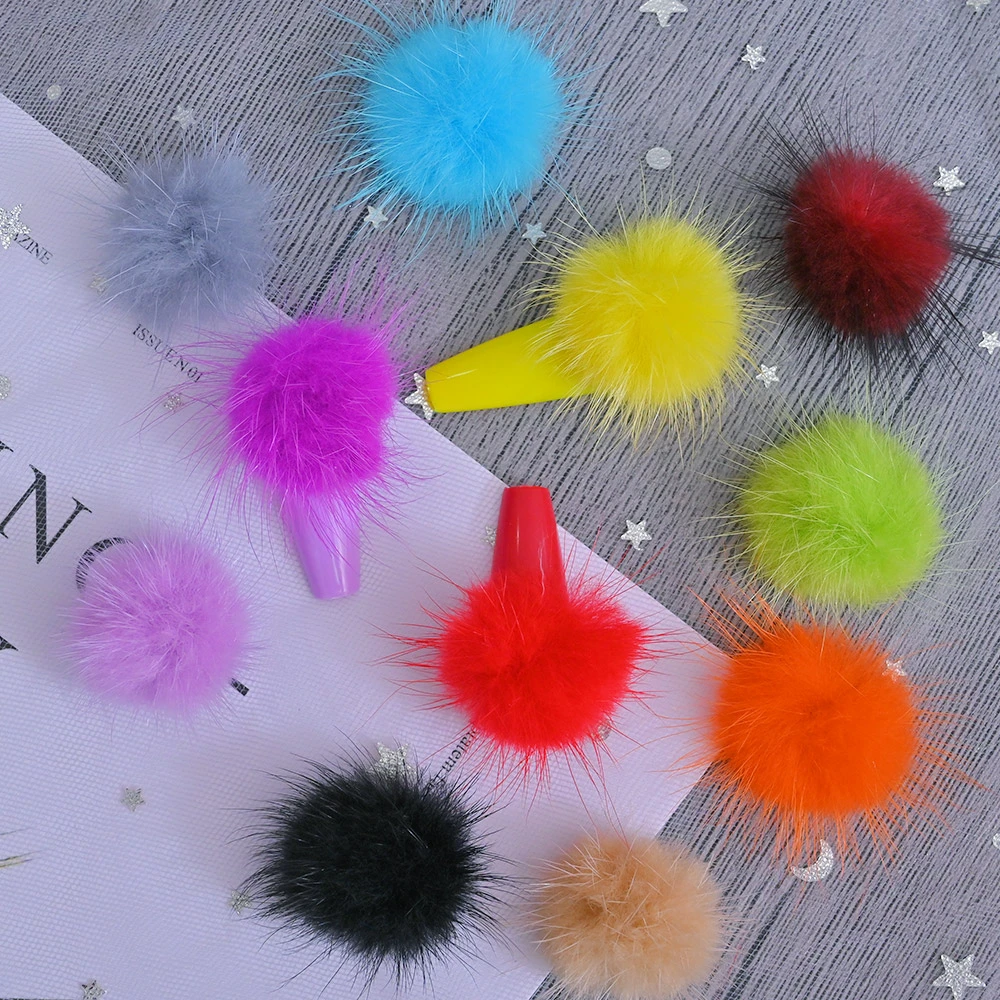 5pcs Detachable Magnet Ball Fluffy 3D 14Colors 27*27mm Puffy Pom Pons Kit Jewelry Manicure Accessories DIY Nails Charms H&*&