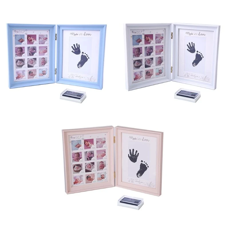 Newborn Baby Hand Foot Print Ink Pad Growth memorial Photo Frame Infant Full Moon Age Stamp Printing oil Toddler Display