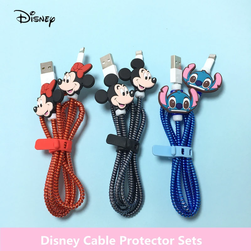 Disney Cable Winder Set Cartoon Charger USB Cable Protector For Apple IPhone For Samsung Xiaomi Huawei Cable Protect Decoration