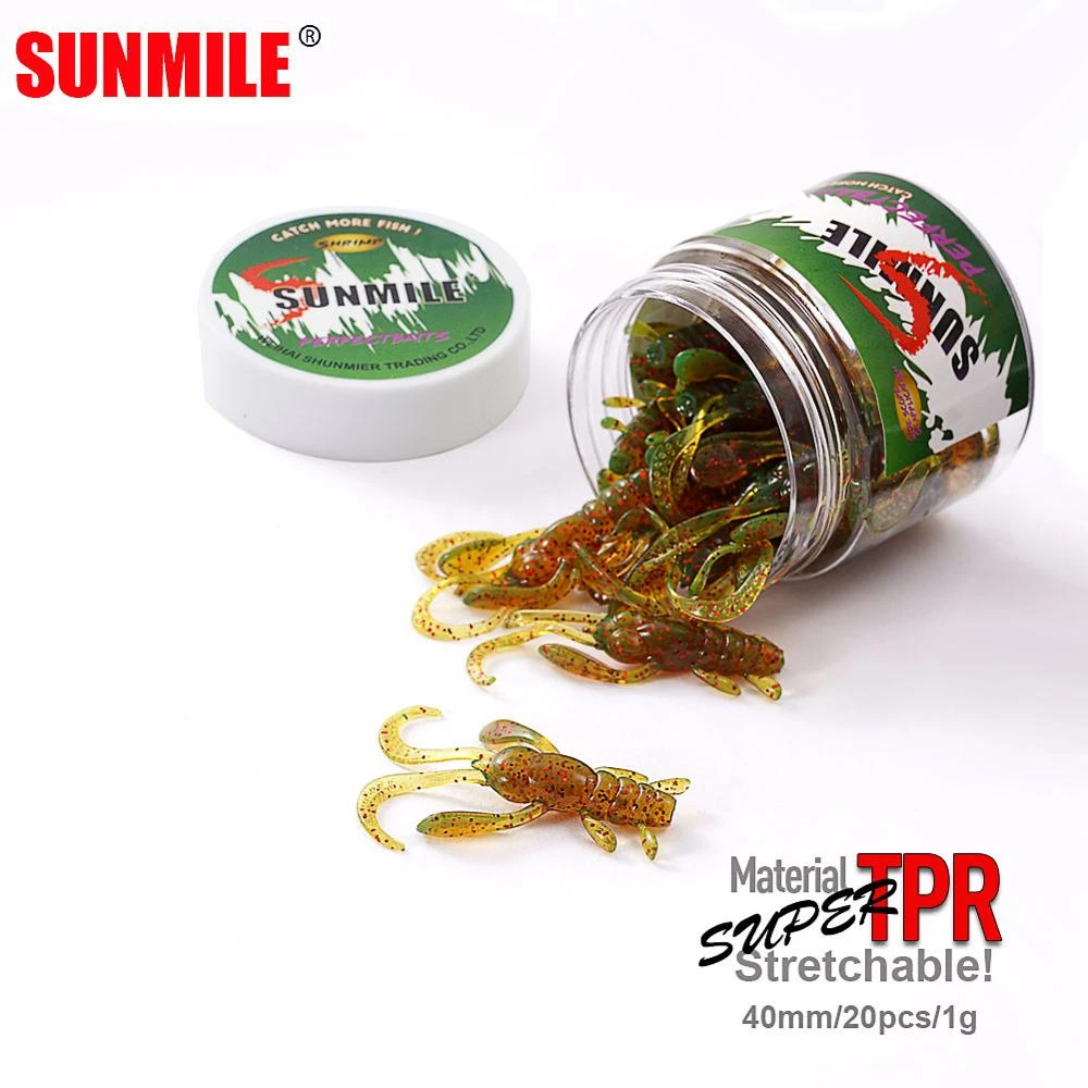 SUNMILE Soft Bait Wobbler Artificial Shrimp Swim Baits 4cm/1g 20pcs/Lot  Jig Fishing Lures Wobblers Leurre Souple Lure